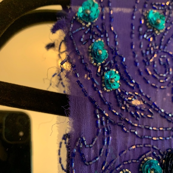 Vintage sheer silk beaded and sequins top. - Picture 5 of 6